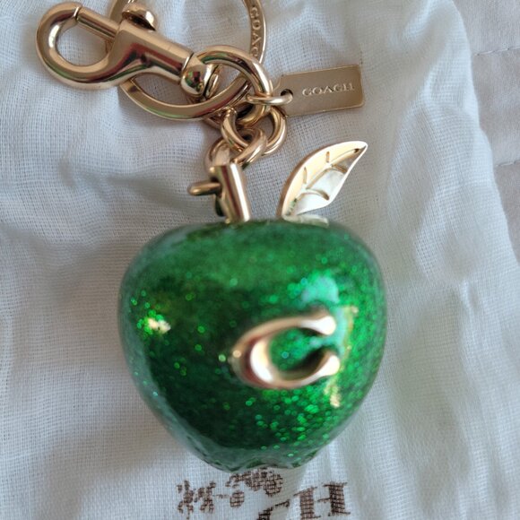 Coach Signature Green Apple Bag Charm - Picture 2 of 3